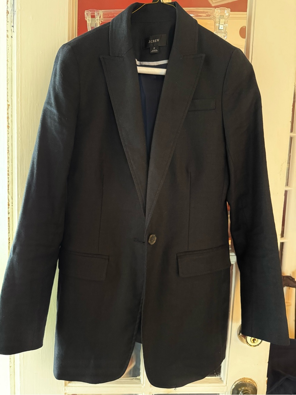 J. Crew Parke Blazer In Stretch Linen Black Size 2